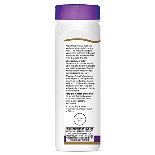 21st Century Apple Cider Vinegar 300mg - 500 Tablets - image 4