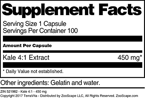 Terravita Kale 4:1 Extract 450 mg - 100 Capsules - image 4