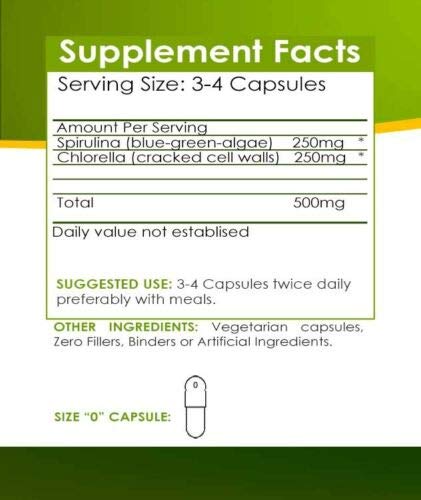 NutreeVit Pure Organic Spirulina & Chlorella Extract - 200 Vegetarian Capsules - image 3