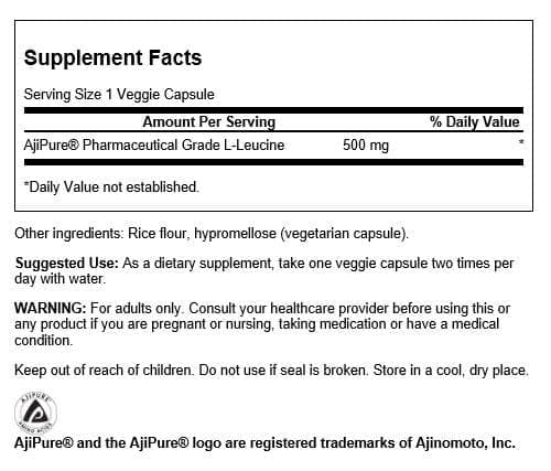 Swanson Ajipure L-Leucine 500 mg - 60 Vegetarian Capsules - image 2