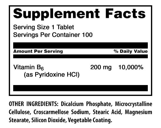 Amazing Nutrition Vitamin B6 Pyridoxine 200mg - 100 Tablets - image 2