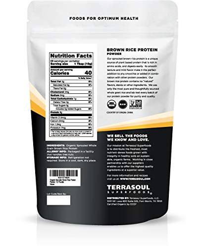 Terrasoul Superfoods Organic Sprouted Brown Rice Protein Powder - 1.5 Pounds - image 2