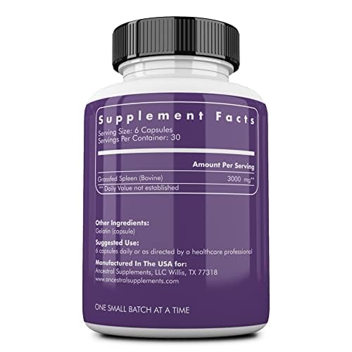 Ancestral Supplements Grass Fed Beef Spleen Capsules - 180 Count - image 2