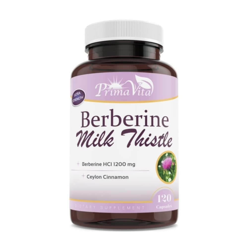 PrimaVita Berberine HCL 1200mg with Milk Thistle - 120 Capsules