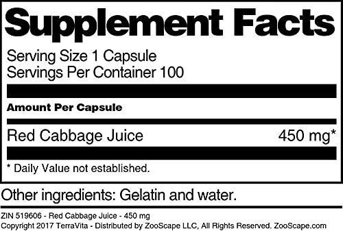 Terravita Red Cabbage Juice 450 mg - 300 Capsules (3 Pack) - image 4