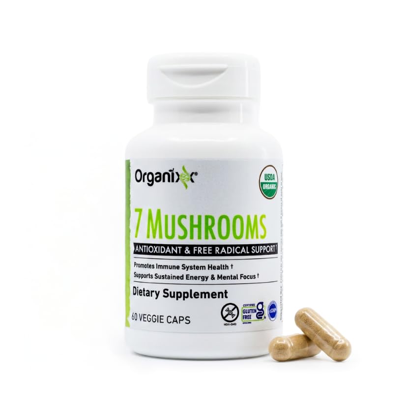 Organixx 7 Mushroom Supplement Immune Support - 60 Capsules