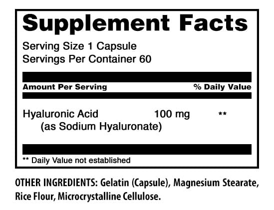 Amazing Nutrition Hyaluronic Acid 100 Mg Supplement - 60 Capsules - image 2