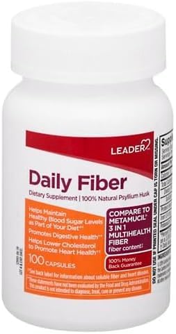 Leader Daily Psyllium Husk Powder Supplement - 600 Capsules - image 2