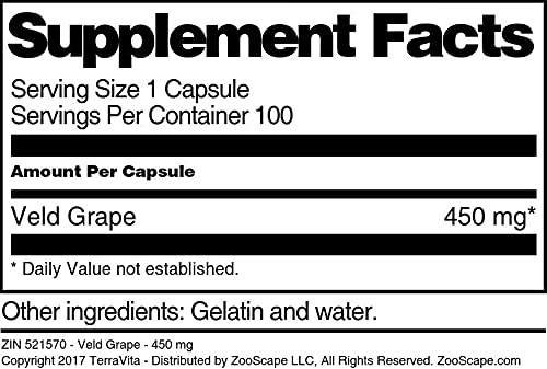 Terravita Veld Grape 450 mg - 300 Capsules (3 Pack) - image 4