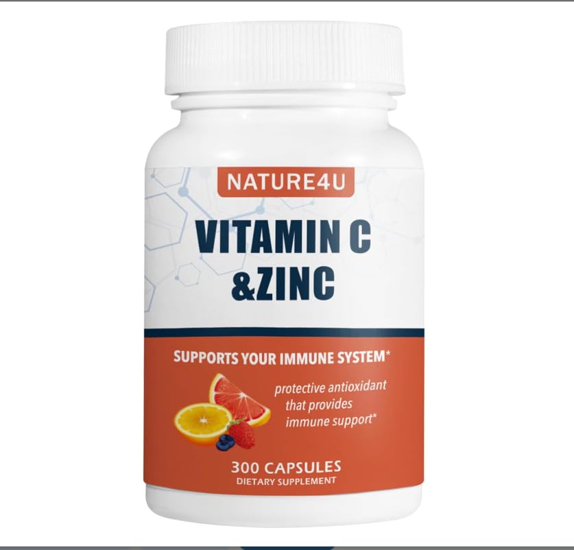 Nature4U Vitamin C 1000mg with Zinc and Rose Hips - 300 Capsules