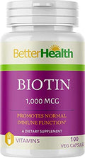 Better Health Biotin 1000 mcg - 100 Capsules