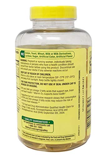 YISHIDA Spring Valley Omega 3 Fish Oil Maximum Care 2000mg - 120 Softgels - image 2