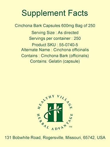 Herbal Advantage Cinchona Bark Capsules 600mg - 250 Capsules - image 3