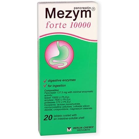 Mezym Forte 10000 Pancreatin Enzymes Digestion Support - 20 Tablets