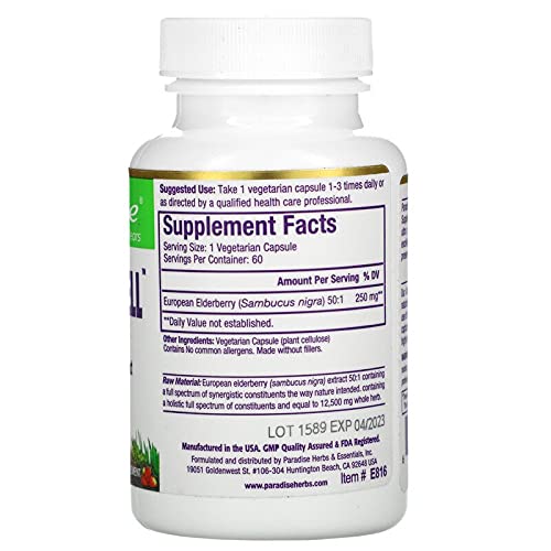 Paradise Herbs Sambuca-Well Elderberry 50:1 Extract - 60 Capsules - image 2