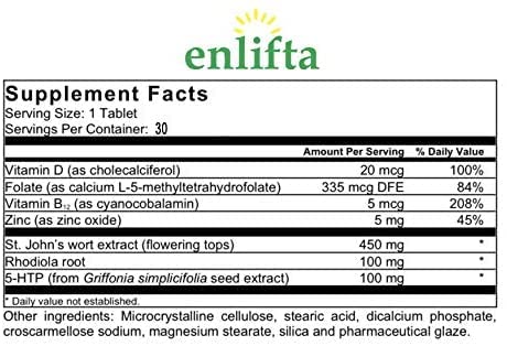 Enlifta Mood Supplement for Stress Relief & Sleep Support - 30 Tablets - image 2