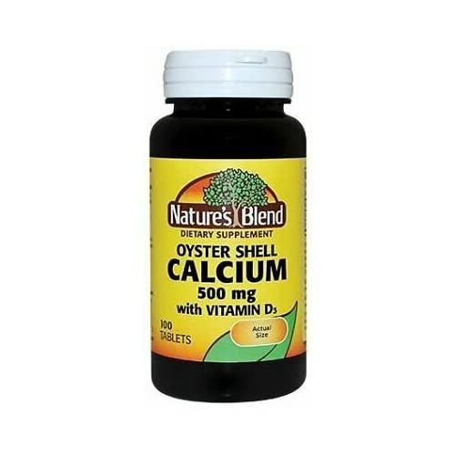 Nature's Blend Oyster Shell Calcium 500mg with Vitamin D3 - 500 Tablets