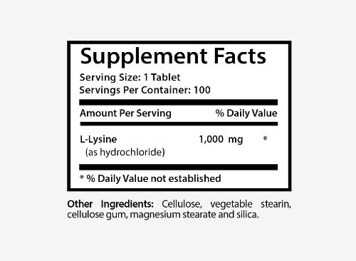 Health Solution Prime L-Lysine 1000mg - 200 Tablets - image 2