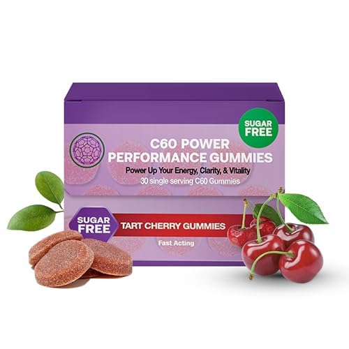 C60 Power Gummies, 1 Box of Tart Cherry - 99.99% Pure, Sublimated