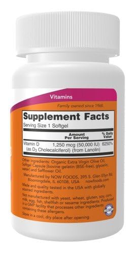 Now Foods Vitamin D-3 50,000 IU - 12 Softgels - image 2