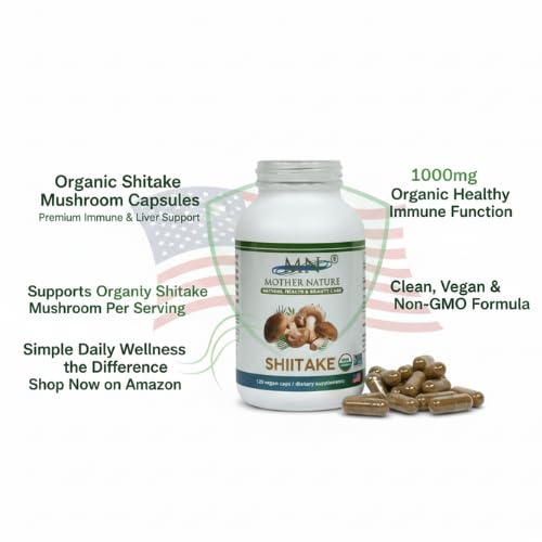MN Mother Nature Shiitake Mushroom Supplement 1000mg - 120 Capsules - image 2