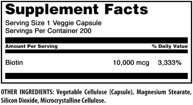 Amazing Formulas Biotin 10000 mcg Veggie Capsules