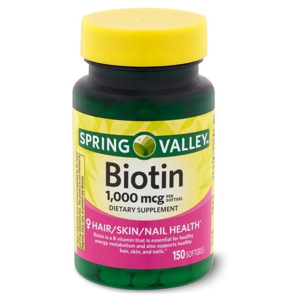 Spring Valley Biotin 1000 mcg Softgels for Hair, Skin & Nails - 300 Softgels