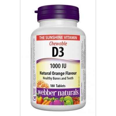 Webber Naturals Vitamin D3 1000 IU Orange Flavour - 180 Tablets