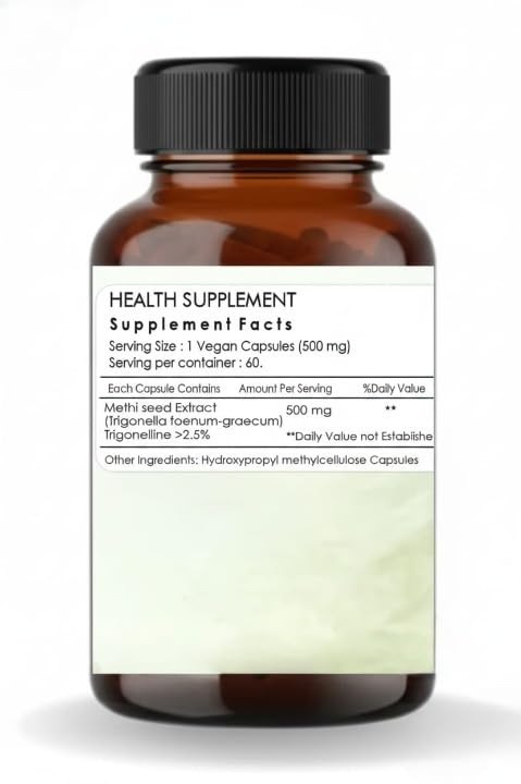Generic Fenugreek 500mg Nutritional Supplement - 60 Vegetarian Capsules - image 3