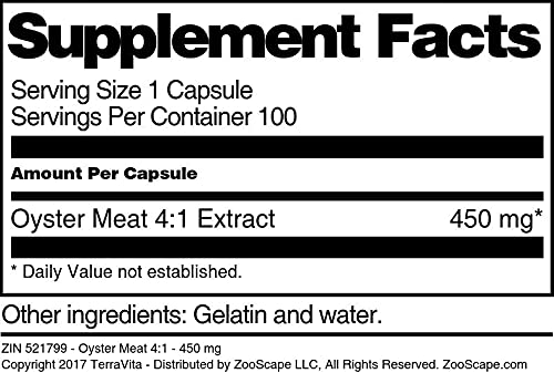Terravita Oyster Meat 4:1 Extract 450 mg - 300 Capsules - image 3