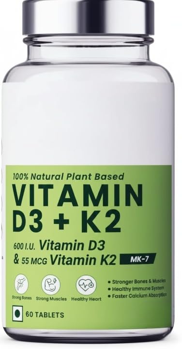Generic Vitamin D3 600 IU + Vitamin K2 MK7 55 mcg Tablets - 60 Tablets