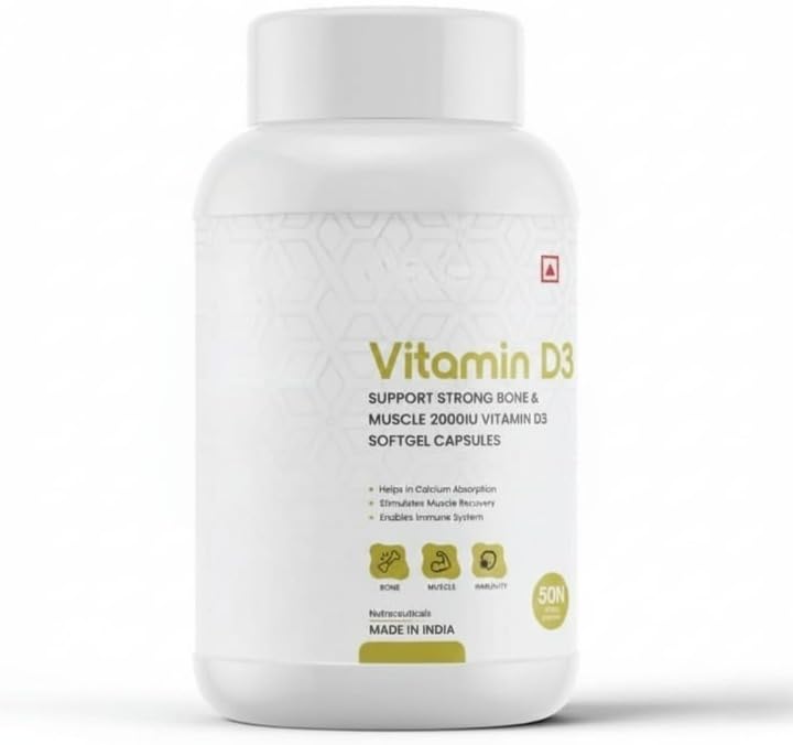Generic Vitamin D3 50mcg (2000 IU) Immune Support - 50 Capsules