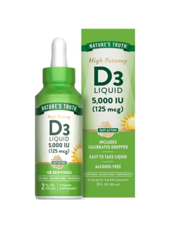 Nature's Truth Vitamin D3 5000 IU Liquid - Pack of 5 (2 oz each) - image 2