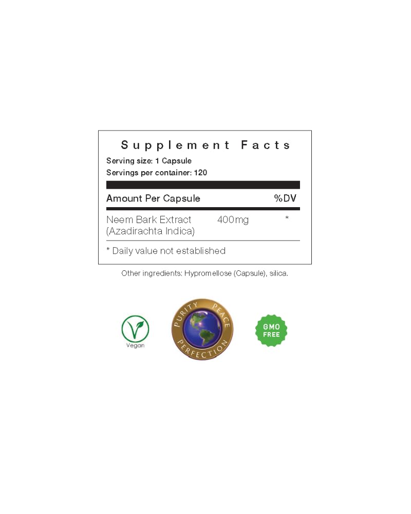 All About Neem Organic Neem Bark Capsules 400mg - 120 Capsules - image 4