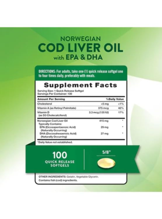 Nature's Truth Norwegian Cod Liver Oil - 100 Softgels - image 4
