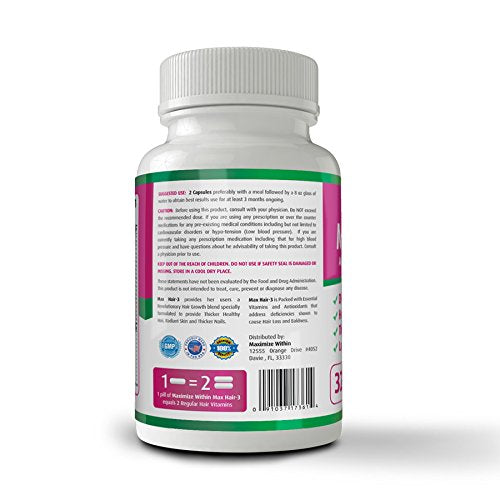 Maximum Slim Max Hair-3 Advanced Hair Growth Formula - 60 Capsules - image 4