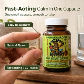 PRIMO KAVA Kava Capsules 100mg Calm & Relaxation - 30 Count - image 2