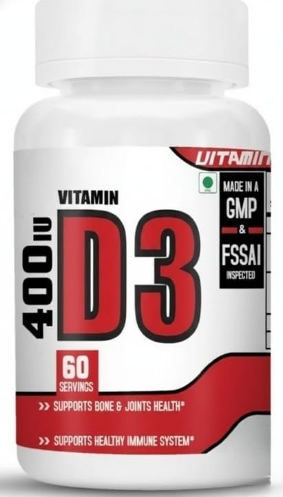Generic Vitamin D3 400IU with K2 Supplement for Bone Health - 60 Capsules