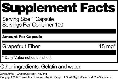 Terravita Grapefruit Fiber - 450 mg (100 Capsules, ZIN: 520467)