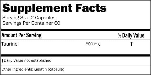 HealthSpan Plus Labs Taurine 800mg Capsules - 120 Count - image 2