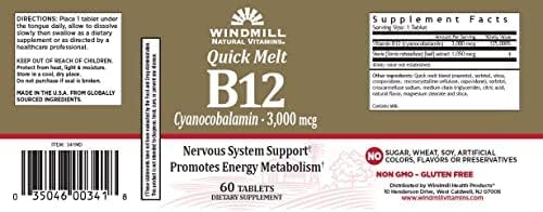 Xllent Windmill B-12 3000 mcg Quick Melt Tablets - 120 Tablets - image 3
