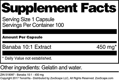 Terravita Banaba 10:1 Extract 450 mg - 100 Capsules - image 3