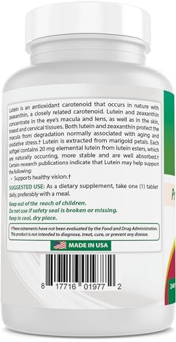 Best Naturals Lutein 20 mg with Zeaxanthin - 240 Tablets - image 2