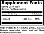 Amazing Formulas Folic Acid 1000 mcg (1 mg) Tablets Supplement