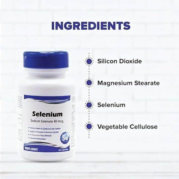Generic Selenium 40mcg Vegetarian Capsules Immune Support - 60 Capsules - image 3