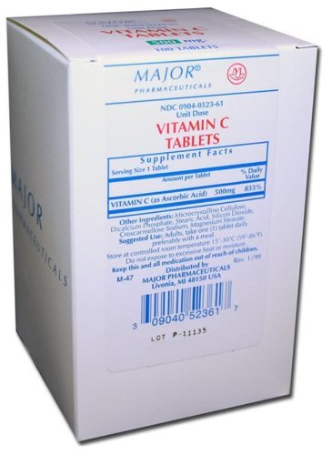 Major Pharmaceuticals Ascorbic Acid Vitamin C 500 mg - 100 Tablets