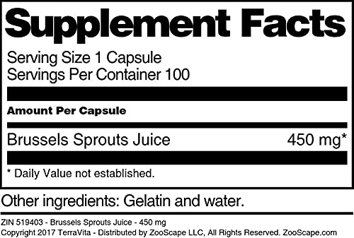 Terravita Brussels Sprouts Juice - 450 mg (100 Capsules, ZIN: 519403)