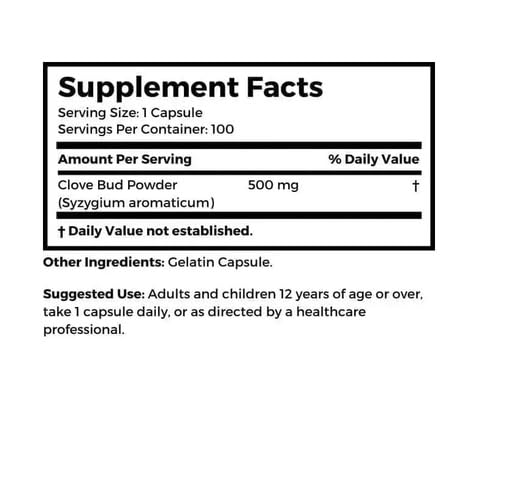 Dr Clark Cloves Supplement 500mg - 100 Capsules - image 2