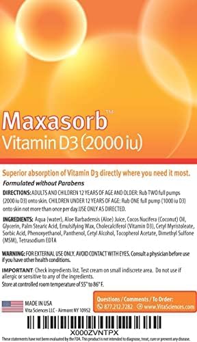 Vita Sciences Maxasorb Vitamin D3 Cream 1,000 IU - 1.7 Fl Oz - image 12