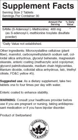 Swanson Ultra SAMe 200 mg Mood and Joint Support - 60 Tablets - image 2